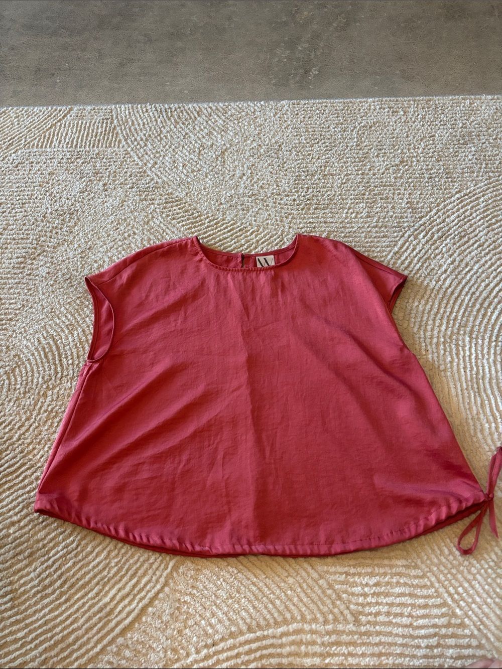 Worthington Rose-Red Short Sleeve Blouse with Side Tie
